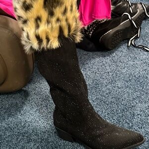 Leopard Print and Black Women's Boot CUFFS